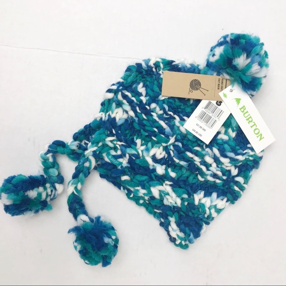Burton Other - Girls Burton Hand Knitted Pom Pom Hat Blue  NWT